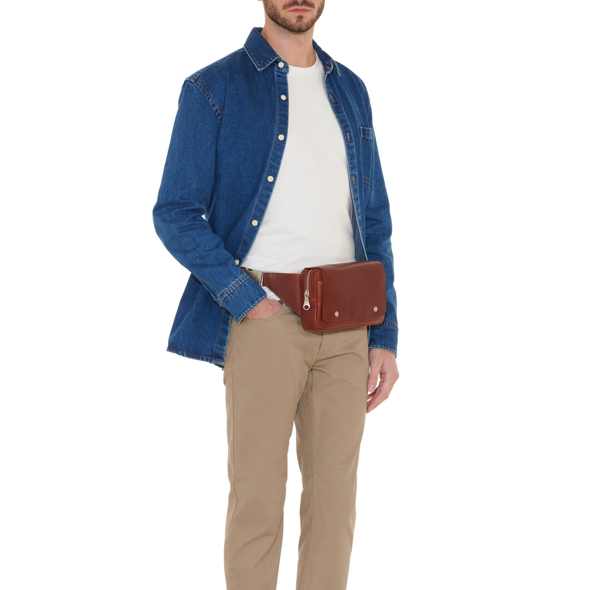 Brolio | Men's belt bag in vintage leather color sepia