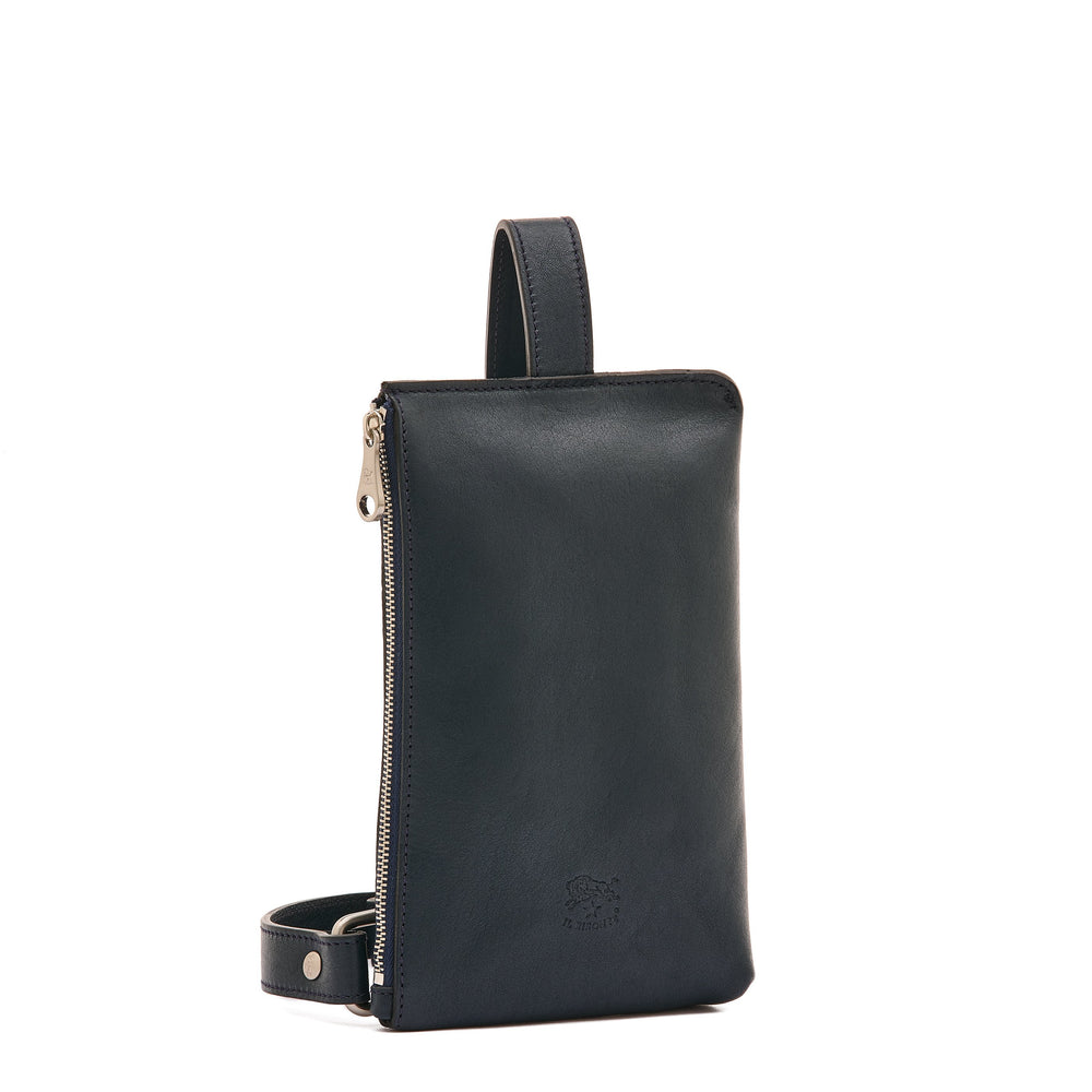 Duccio | Marsupio da uomo in pelle invecchiata colore blu mezzanotte