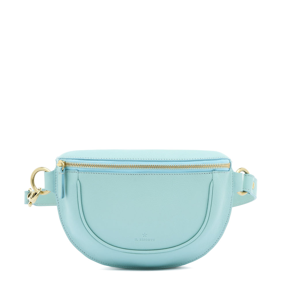 Oliveta | Women's belt bag in leather color sky blue botticelli — 
front view
 — 1 of 5