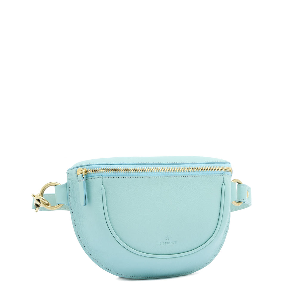 Oliveta | Women's belt bag in leather color sky blue botticelli — 
side view
 — 3 of 5