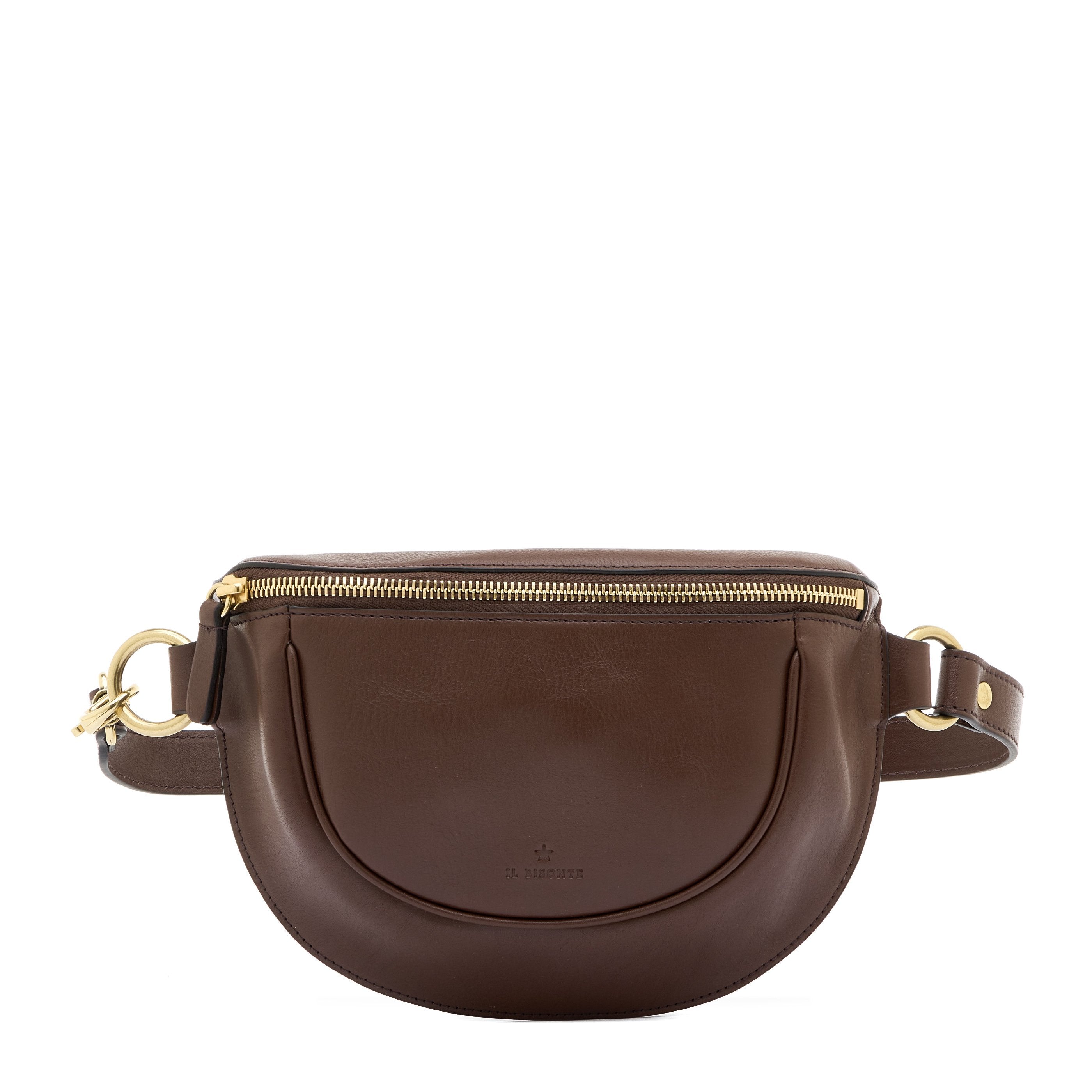 Oliveta | Sac banane pour femme en cuir couleur marron tabacco — 
front view
 — 1 of 5