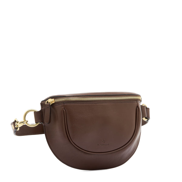 Oliveta | Sac banane pour femme en cuir couleur marron tabacco