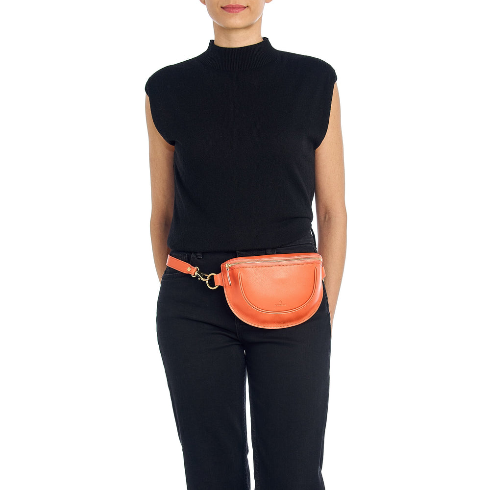 Oliveta | Women's belt bag in leather color orange pontormo