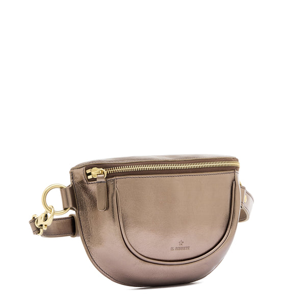 Oliveta | Sac banane pour femme en cuir métallisé couleur métallique bronze