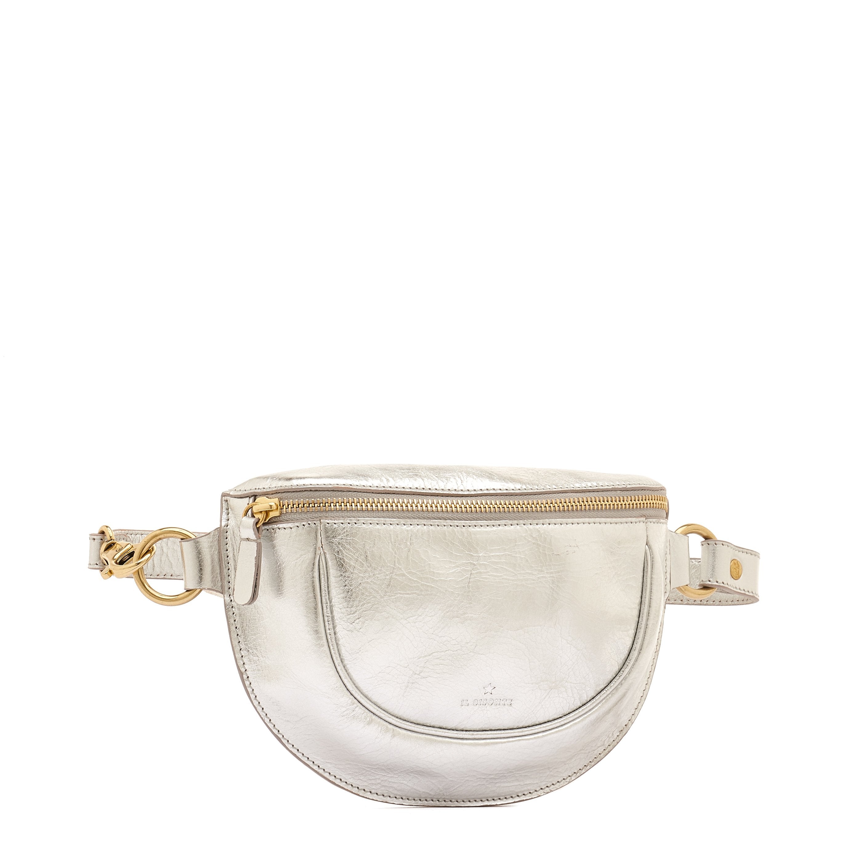 Oliveta | Women's belt bag in metallic leather color metallic silver