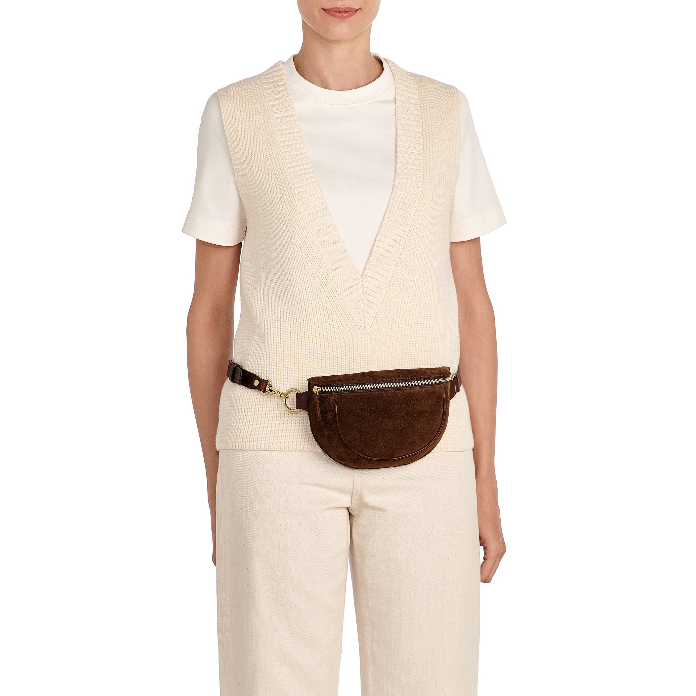 Oliveta | Women's belt bag in suede color dark brown – Il Bisonte