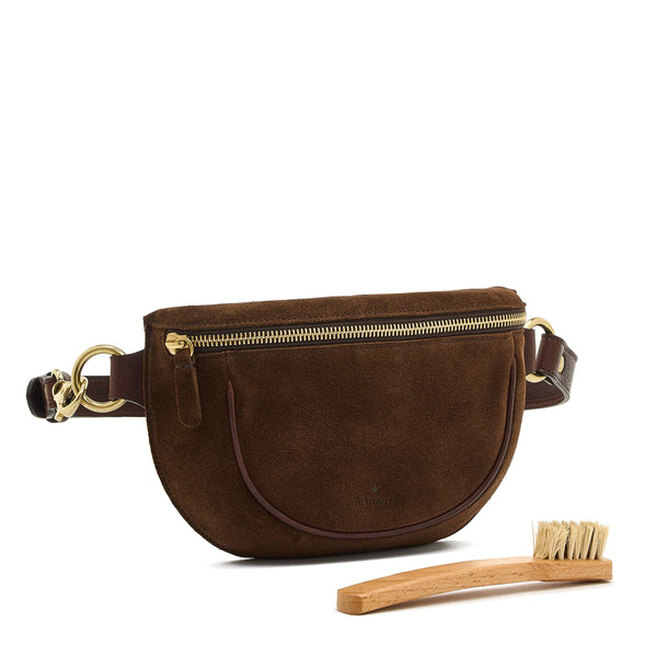 Oliveta | Marsupio da donna in suede colore testa di moro