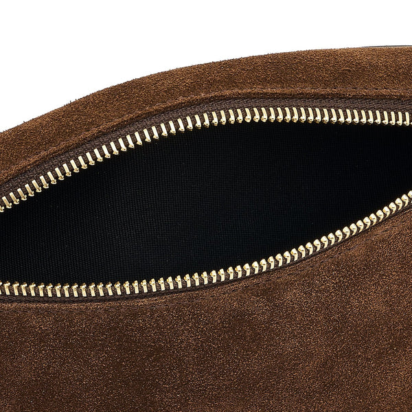 Oliveta | Marsupio da donna in suede colore testa di moro