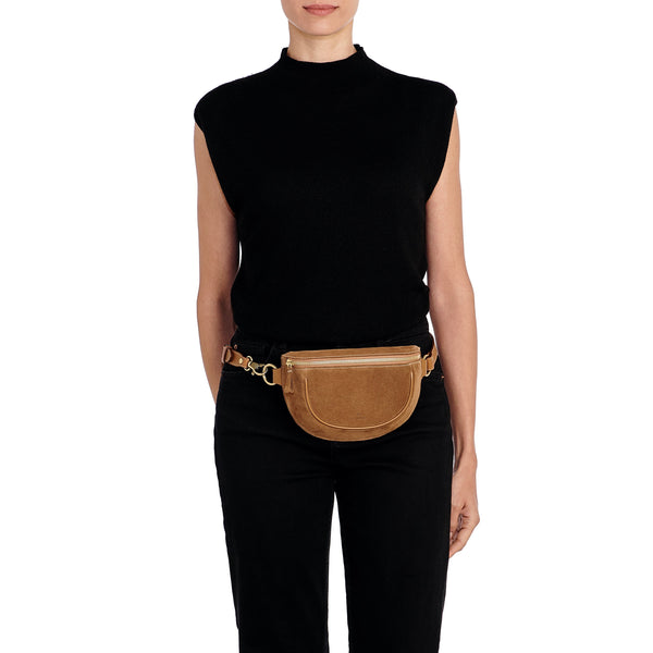 Oliveta | Marsupio da donna in suede colore gianduia