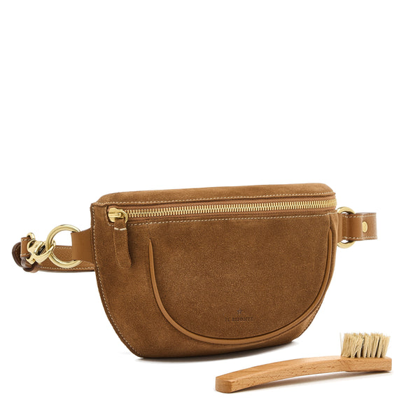 Oliveta | Marsupio da donna in suede colore gianduia