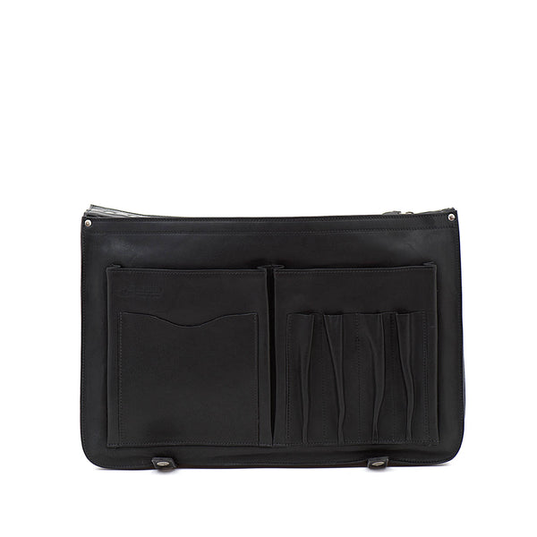 Briefcase in vintage leather color black