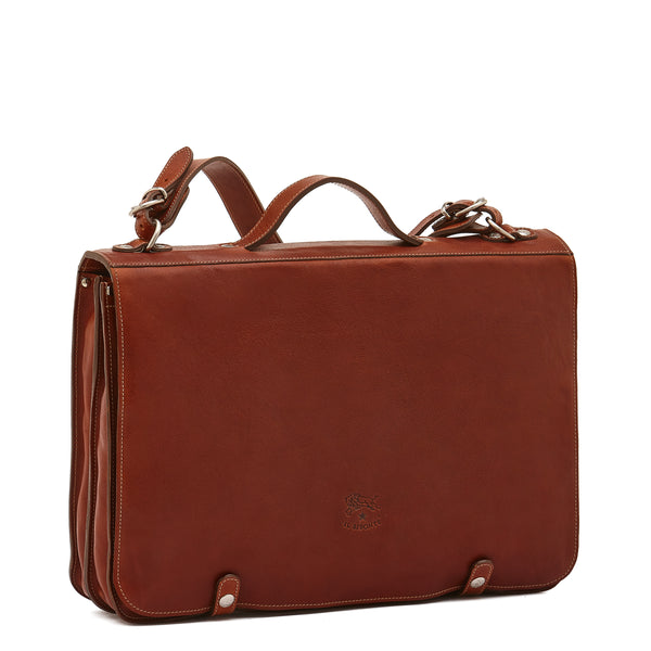 Briefcase in Vintage Leather color Dark Brown Seppia