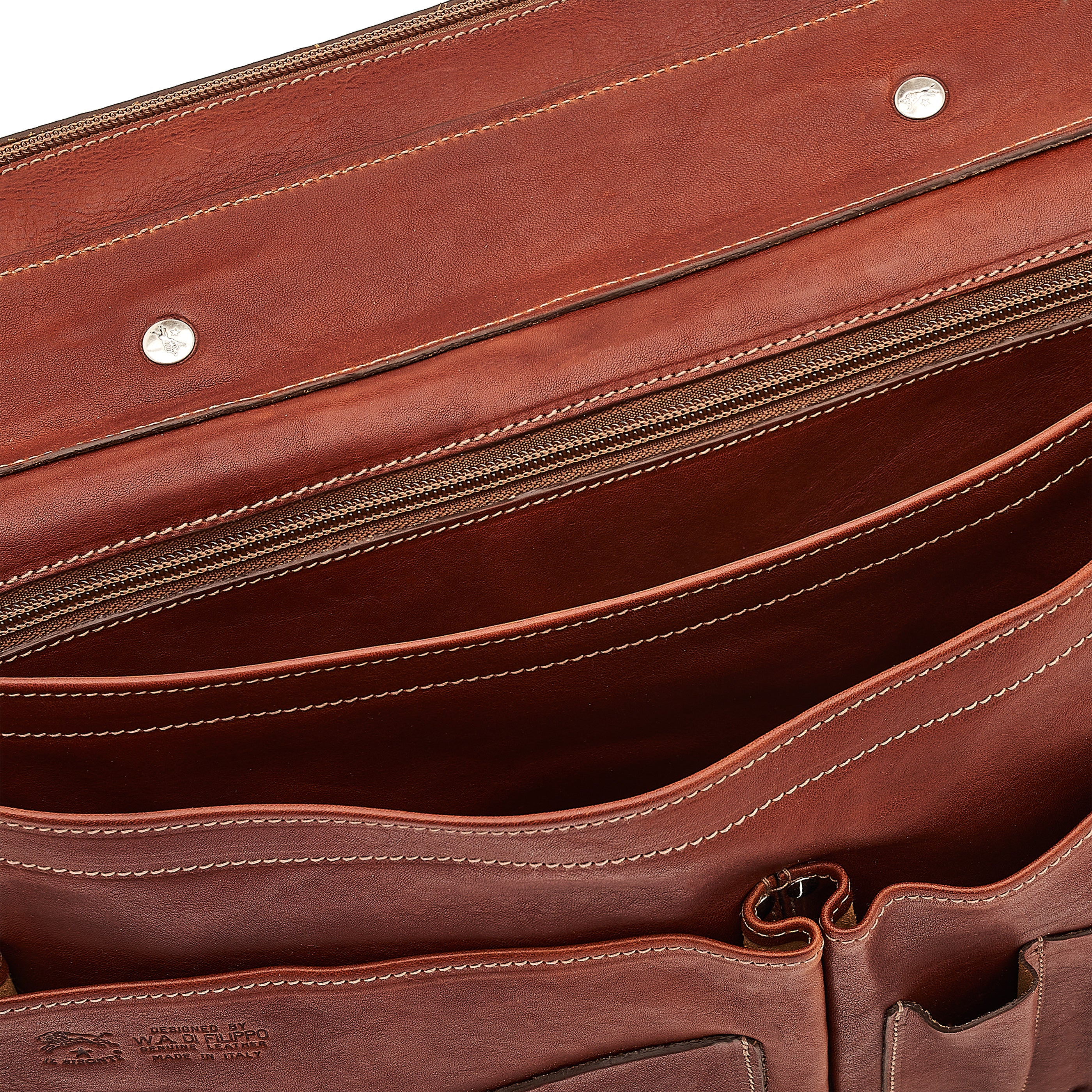 Briefcase in vintage leather color sepia
