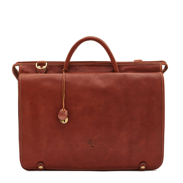 Men's briefcase in vintage leather color sepia