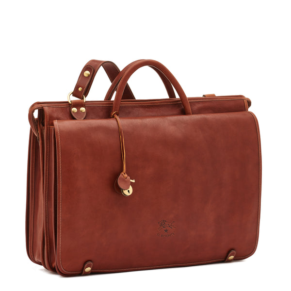 Men's briefcase in vintage leather color sepia