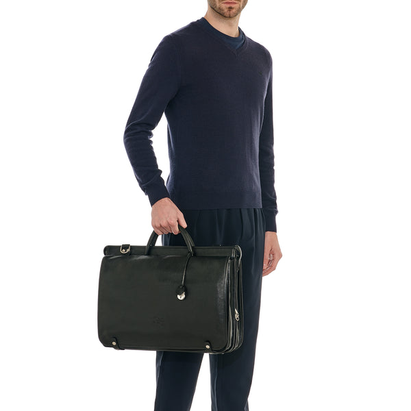 Men's briefcase in leather color black