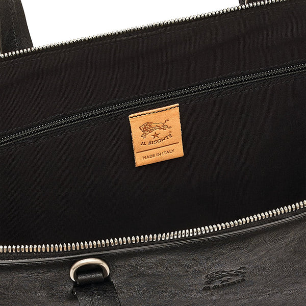 Trebbio | Serviette pour homme en cuir vintage couleur noir