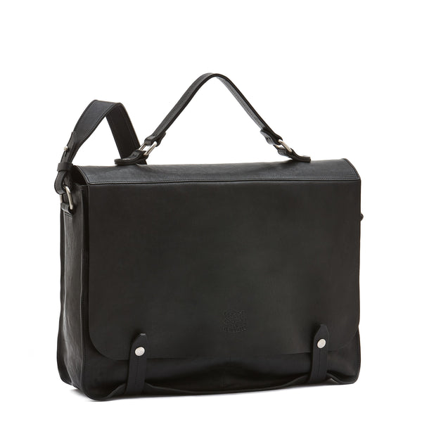 Brolio | Men's briefcase in vintage leather color black