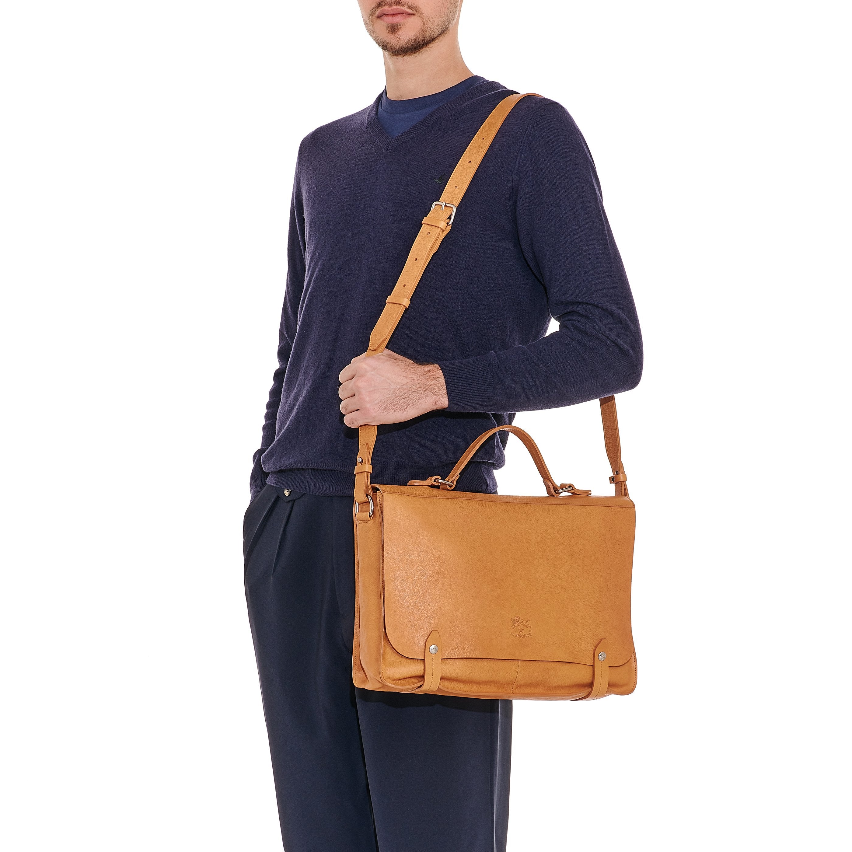 Brolio | Men's briefcase in vintage leather color natural