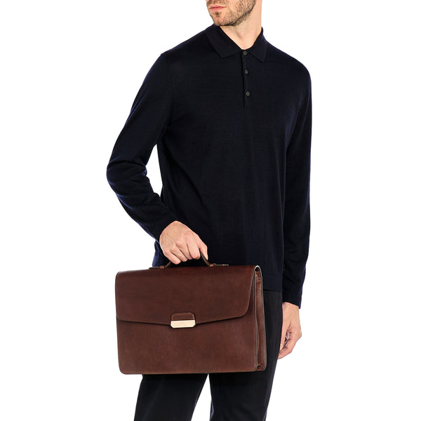 Medici | Valigetta da uomo in pelle invecchiata colore caffè