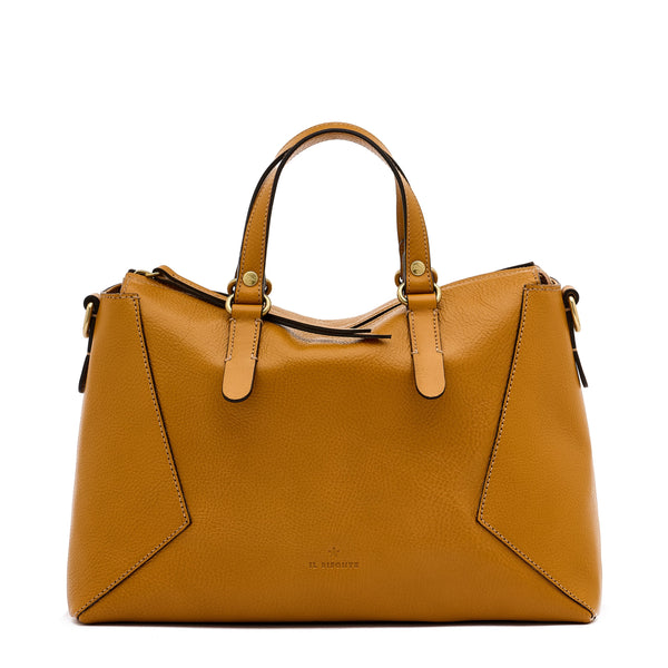 Storia | Women's boston in leather color yellow narciso — 
front view
