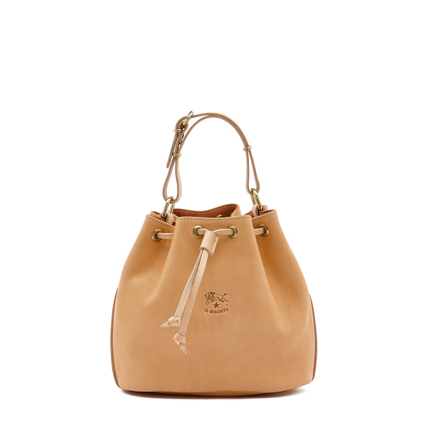 Women's bucket bag in leather color natural