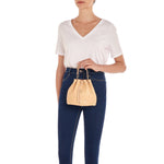 Women's bucket bag in leather color natural