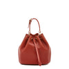Women's bucket bag in leather color red