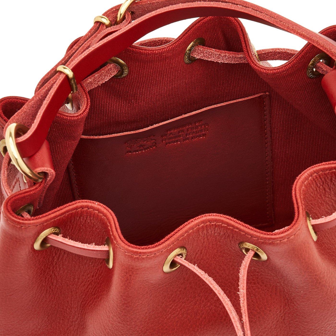 Women's bucket bag in leather color red