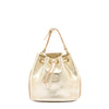 Sac seau pour femme en cuir métallisé couleur métallique platine