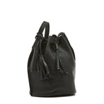 Silvia | Women's bucket bag in leather color black