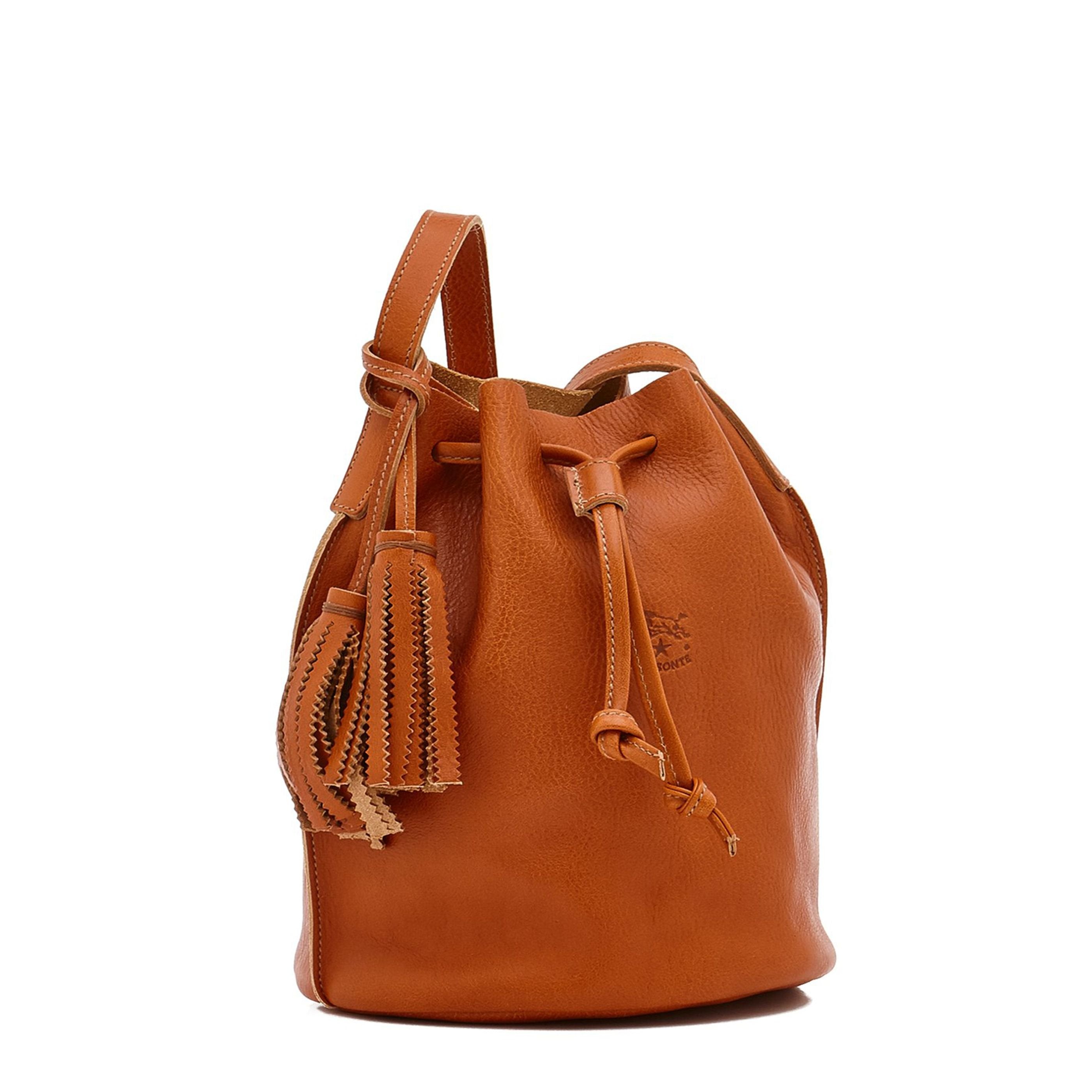 Silvia | Women's bucket bag in leather color caramel