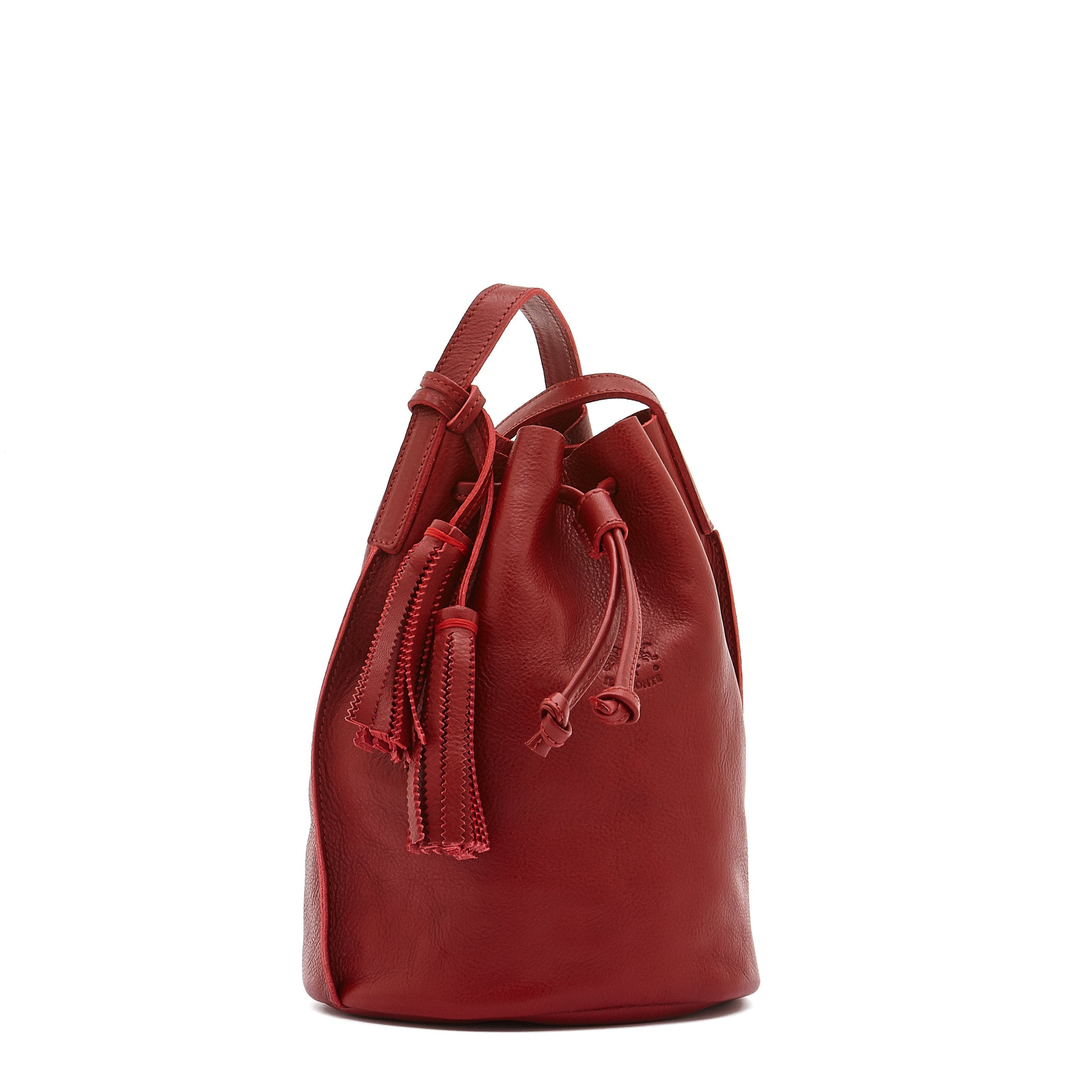 Silvia | Women's bucket bag in leather color red