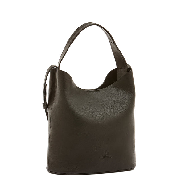 Le Laudi | Women's Bucket Bag in Vintage Leather color Black