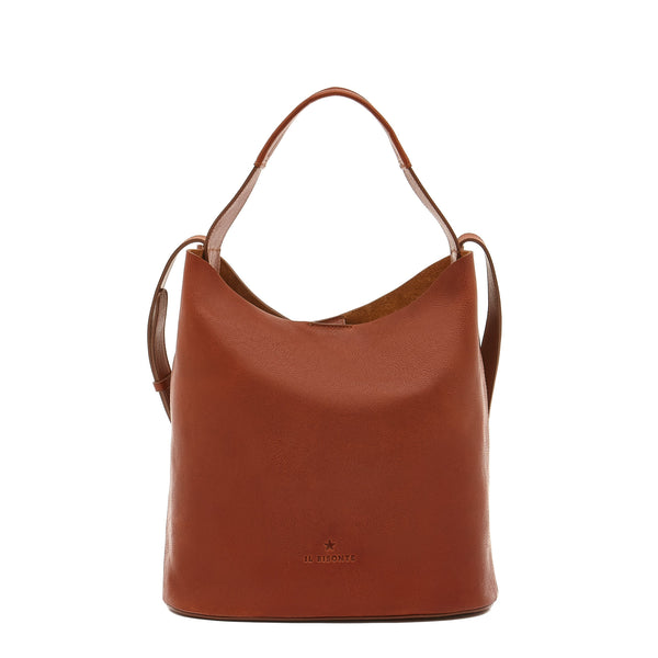 Le laudi | Women's bucket bag in vintage leather color sepia