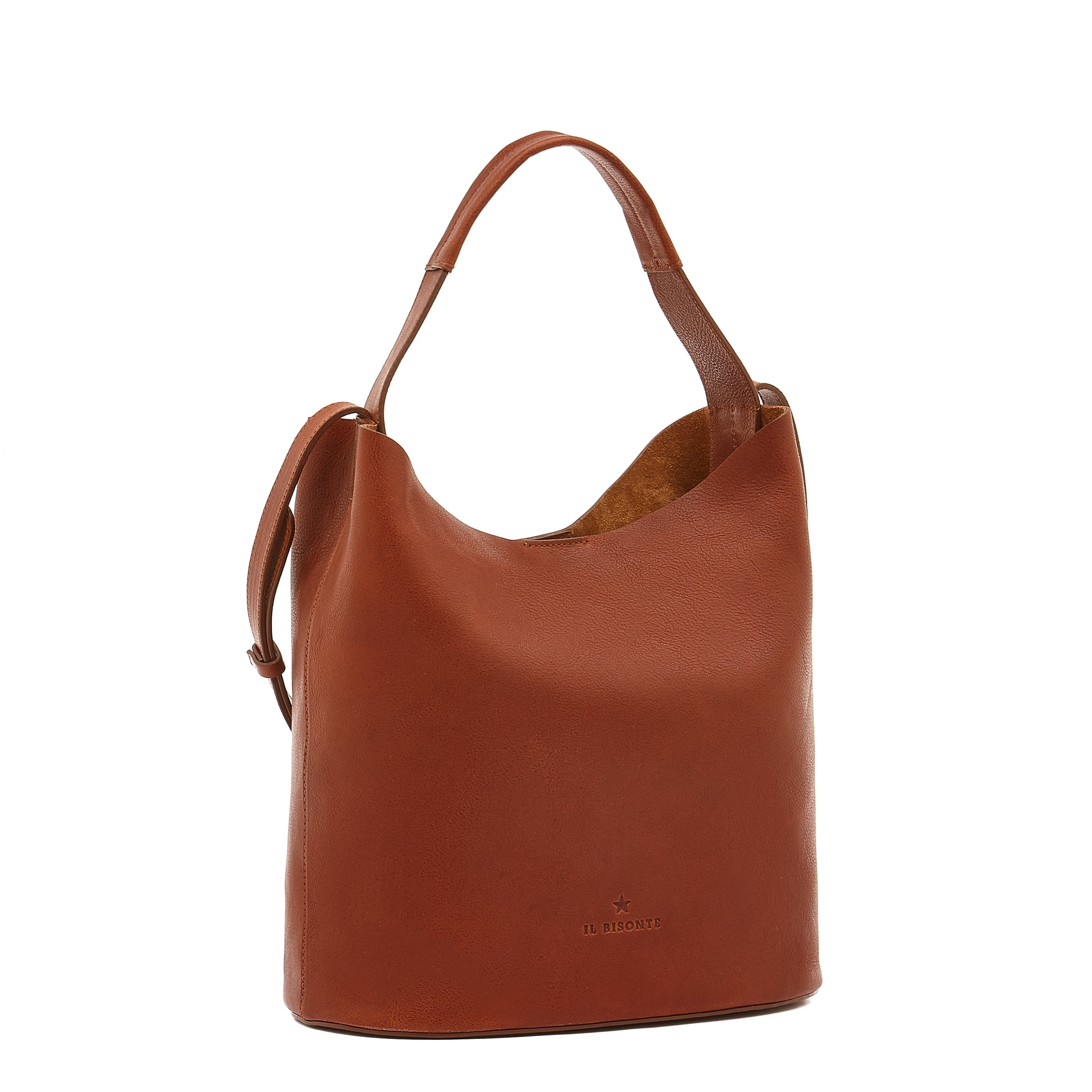 Le laudi | Women's bucket bag in vintage leather color sepia