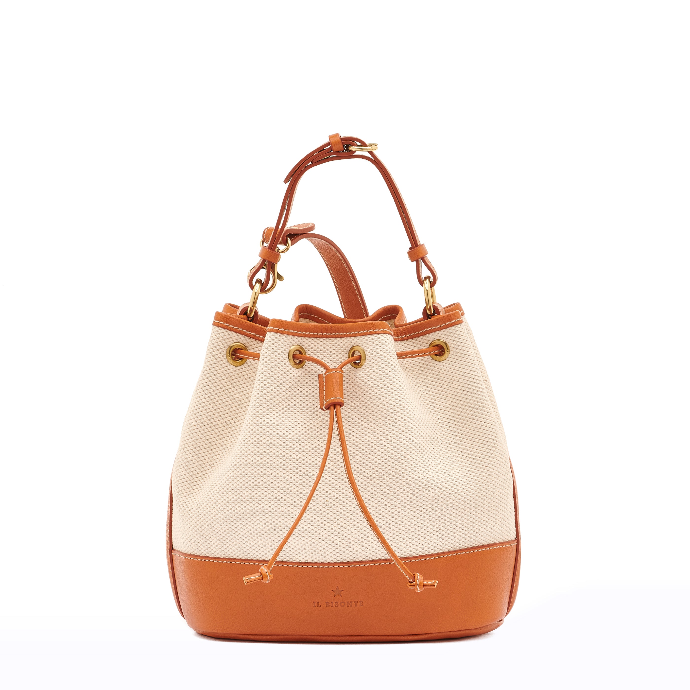 Marini | Women's bucket bag in fabric color natural / caramel