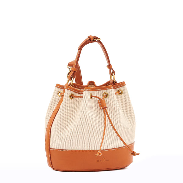 Marini | Women's bucket bag in fabric color natural / caramel