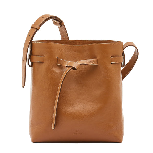 Elisa | Women's bucket bag in leather color gianduia
