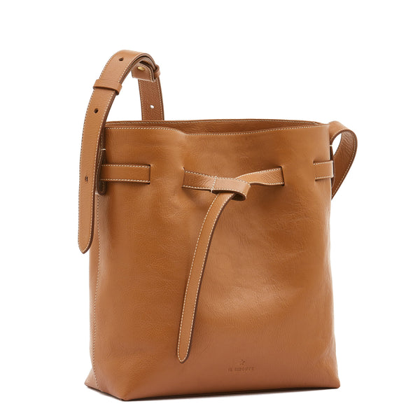 Elisa | Women's bucket bag in leather color gianduia