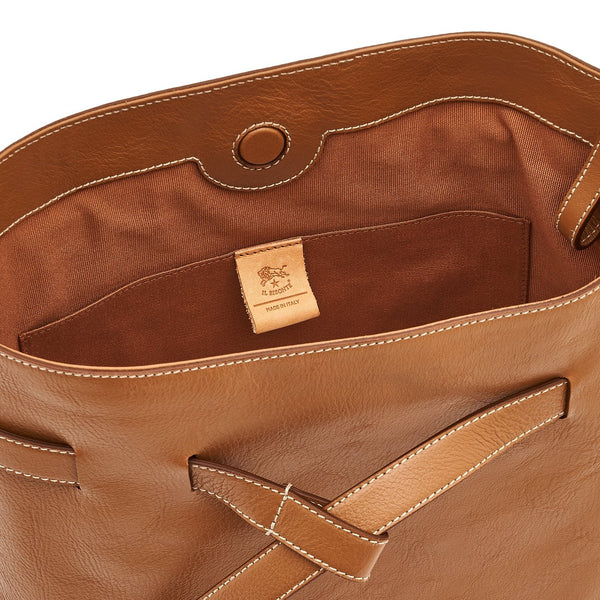 Elisa | Women's bucket bag in leather color gianduia