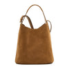 Le laudi | Borsa a secchiello da donna in suede colore gianduia