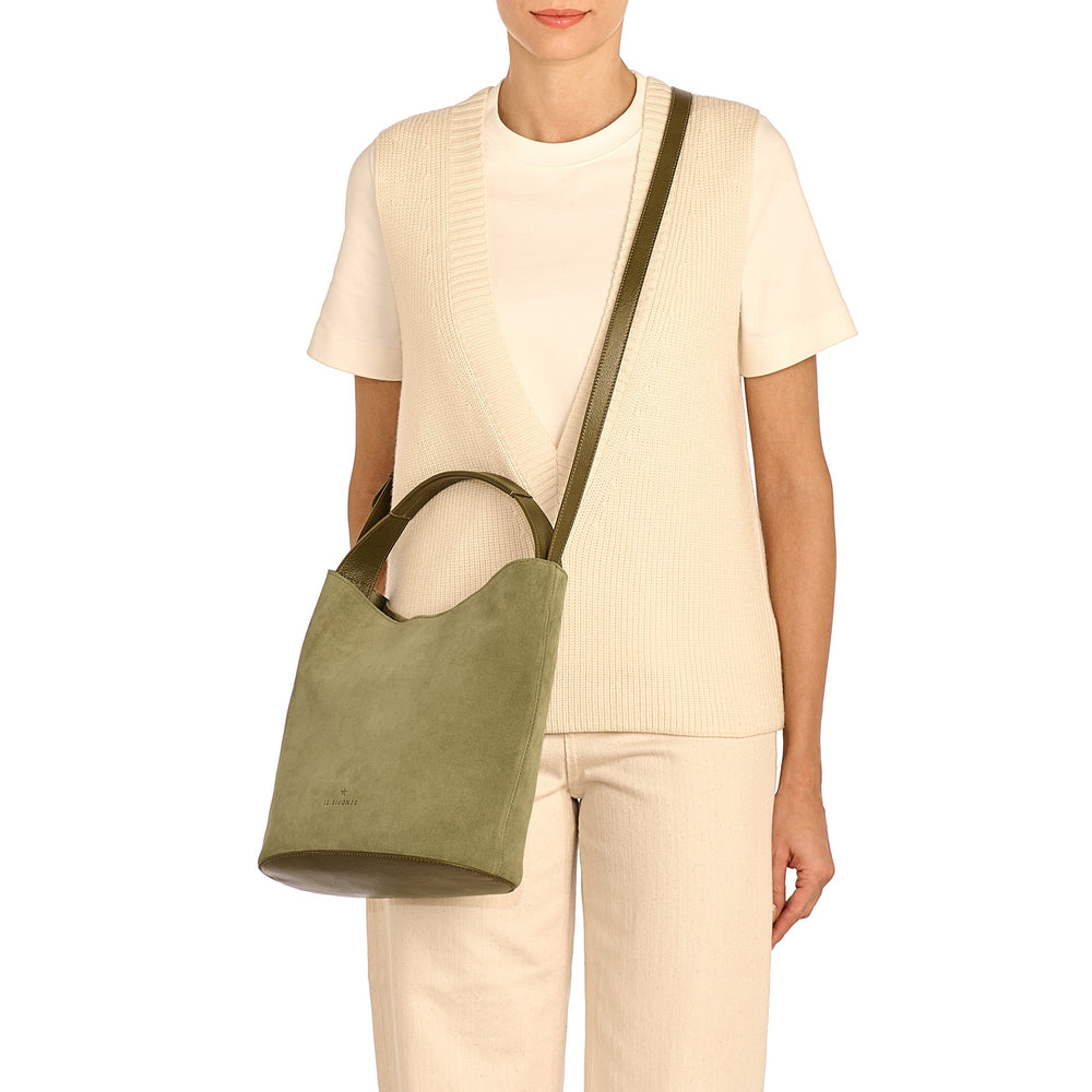 Le laudi | Women's bucket bag in suede color bamboo