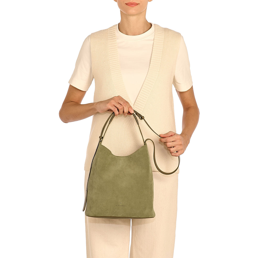 Le laudi | Women's bucket bag in suede color bamboo