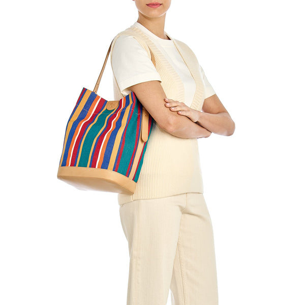 Borsa a secchiello da donna in tessuto colore multicolor