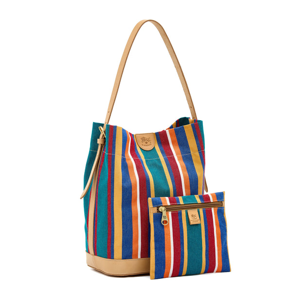 Borsa a secchiello da donna in tessuto colore multicolor