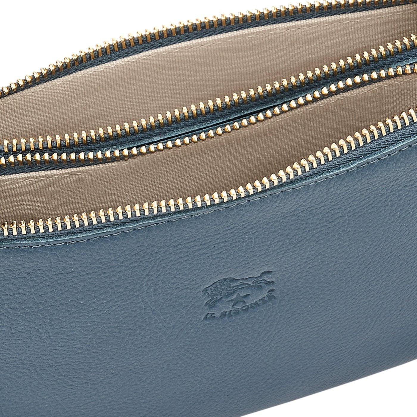 Talamone | Women's clutch bag in leather color blue denim