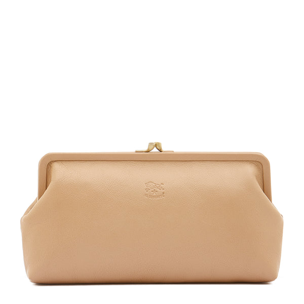 Manuela | Women's clutch bag in leather color caffelatte