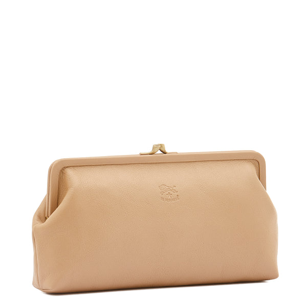 Manuela | Women's clutch bag in leather color caffelatte