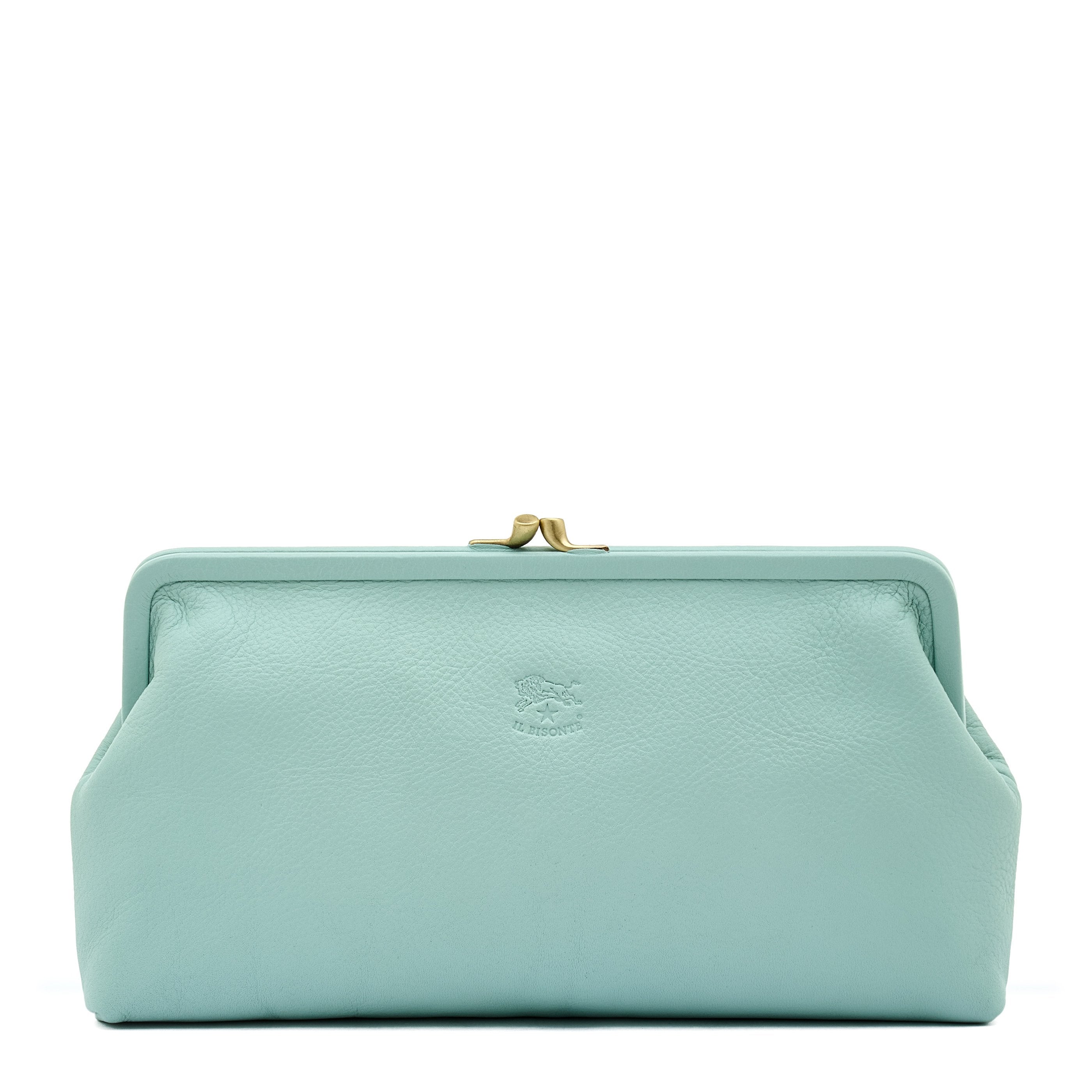 Manuela | Women's clutch bag in leather color sky blue botticelli